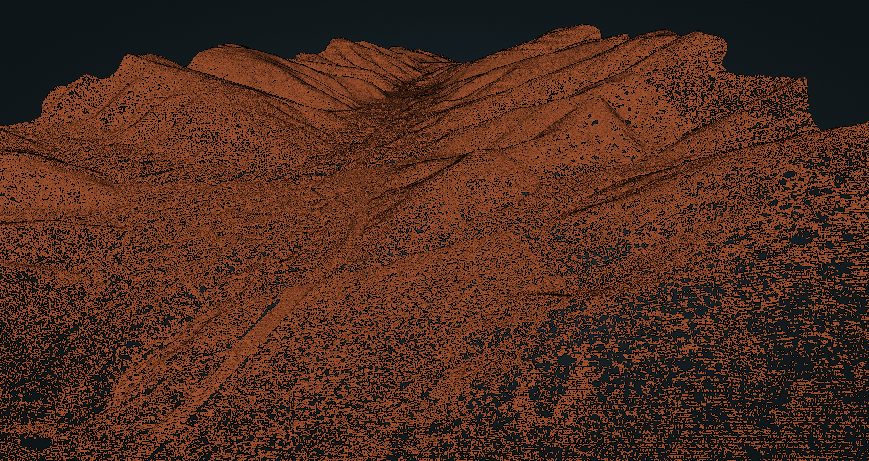 Ground point cloud classifications in San Gabriel Mountains near Wrightville, California, along the southern San Andreas fault.